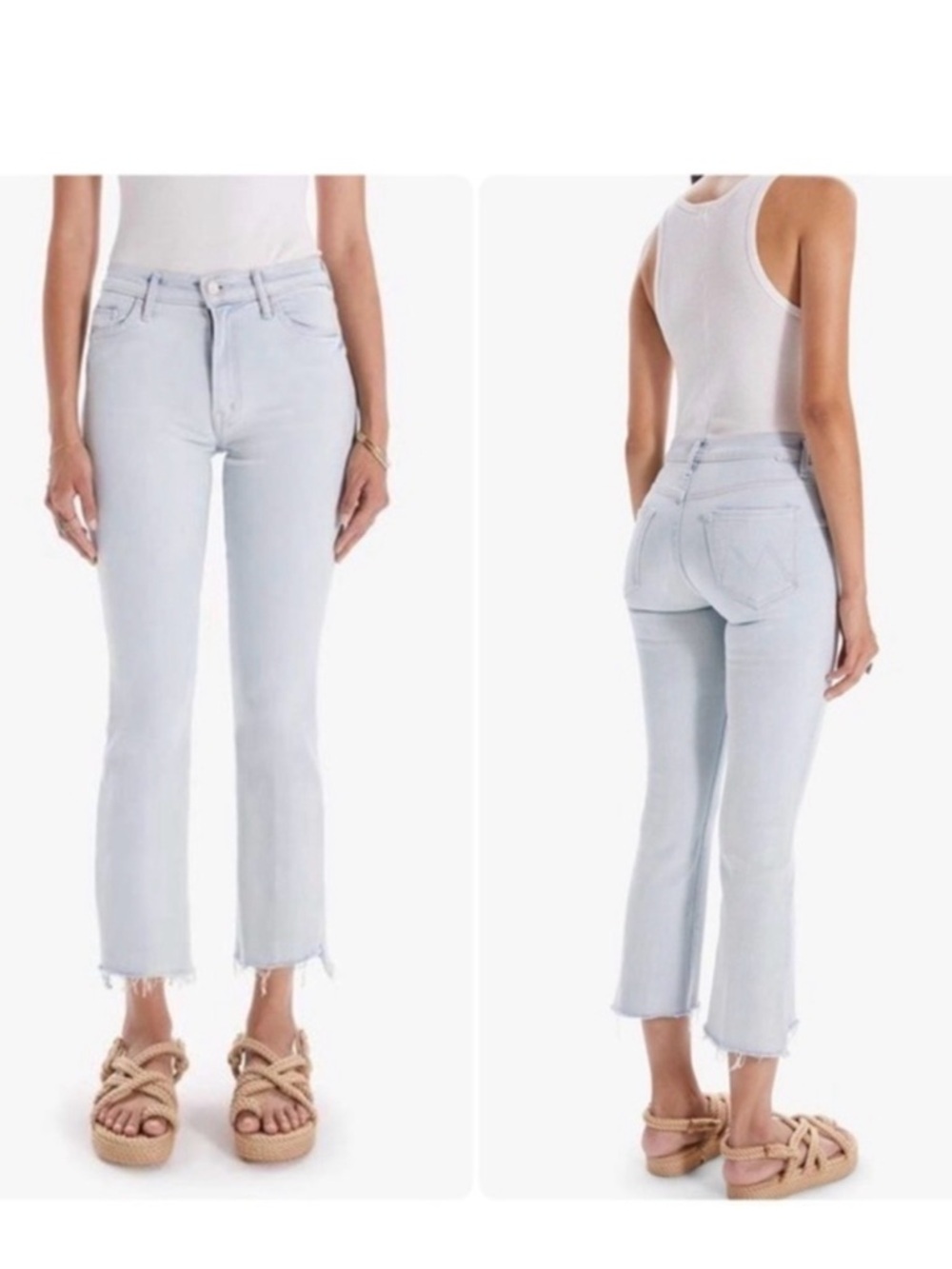 Mother The Insider Crop Step Fray in Sexico Mexico Light Wash Size 25